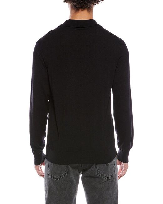 Eton of Sweden Black Fine Knit Wool Polo Shirt for men