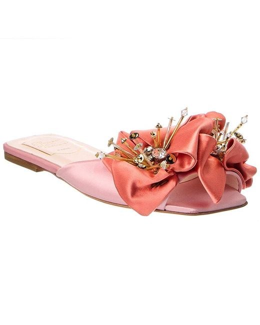 Roger Vivier Pink Viv Fireflower Satin Sandal