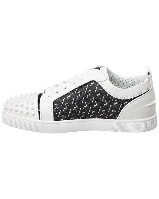 Christian Louboutin Metallic Louis Junior Spikes Coated Canvas & Leather Sneaker for men
