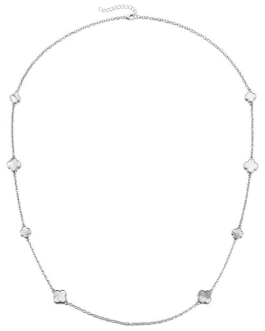 Adornia White Mother Of Pearl 36In Flower Station Necklace