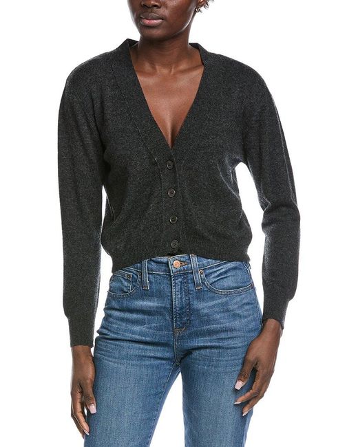 Brodie Cashmere Black Boxy Little Wool & Cashmere-Blend Cardigan