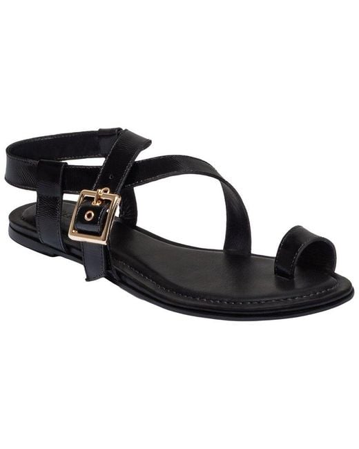 Bernardo Black Hartshorn Patent Flat Sandal