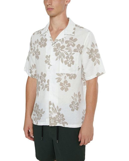 Onia White Air Linen-blend Convertible Vacation Shirt for men