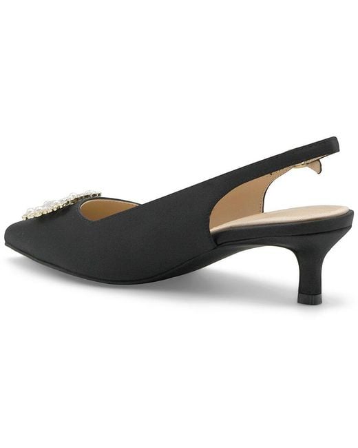 Adrienne Vittadini Black Savblanc Satin Sling Back Pump