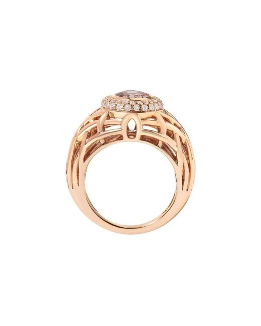 Haus of Brilliance Metallic 14K Rose 1.79 Ct. Tw. Diamond & Lab-Grown Morganite Cocktail Ring