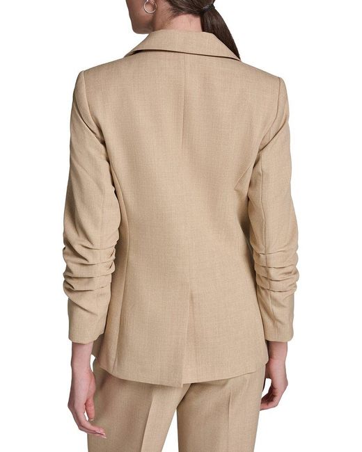 Halston Heritage Natural Rolled Sleeve Textured Blazer