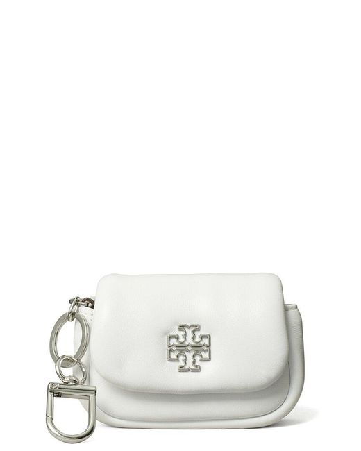 Tory Burch White Britten Leather Puffy Leather Card Case