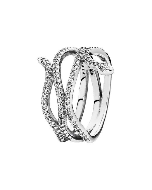 Pandora Metallic Silver Cz Snake Ring