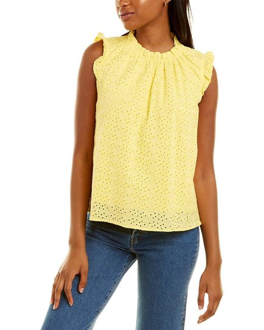 Nanette Lepore Eyelet Top in Yellow | Lyst