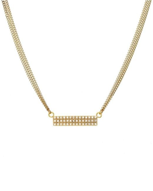 Rachel Reinhardt Jewelry Metallic 14K Plated Cz Bar Necklace