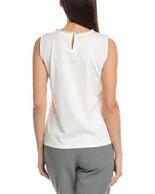 Karl Lagerfeld White Bead Neck Blouse