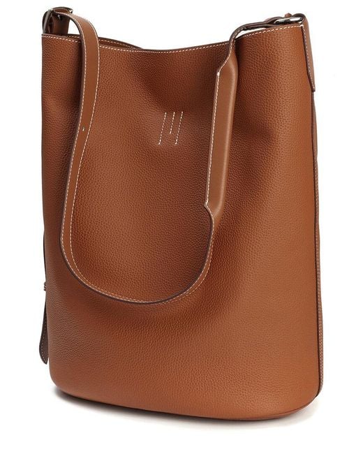 Tiffany & Fred Paris Brown Pebbled Leather Bucket Tote