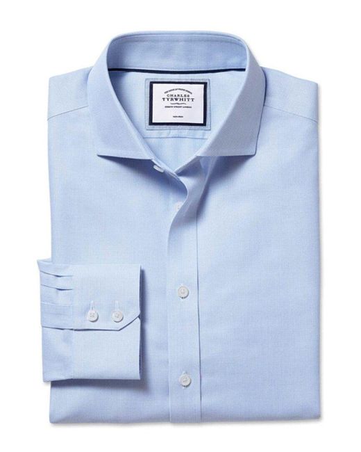 Charles Tyrwhitt Blue Non-Iron Ludgate Weave Cutaway Classic Fit Shirt for men