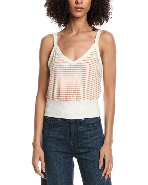 Project Social T Blue Sundrenched Striped V-Neck Tank Top