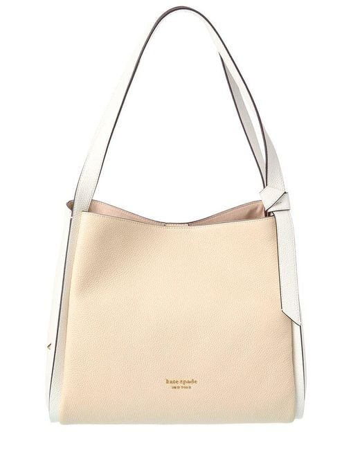 Kate Spade Natural Knott Colorblocked Pebbled Leather Large Shoulder Bag