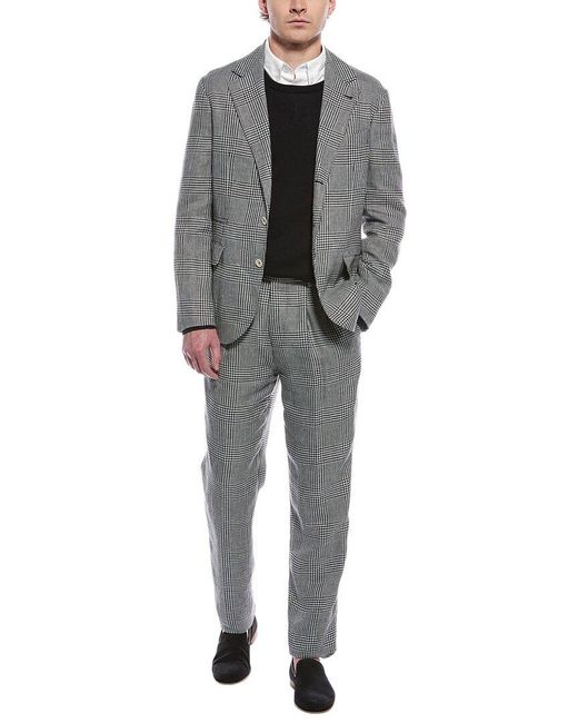 Brunello Cucinelli Gray 2Pc Linen & Wool-Blend Suit for men