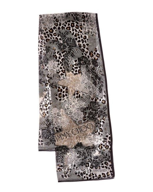 Jimmy Choo Gray Silk Scarf