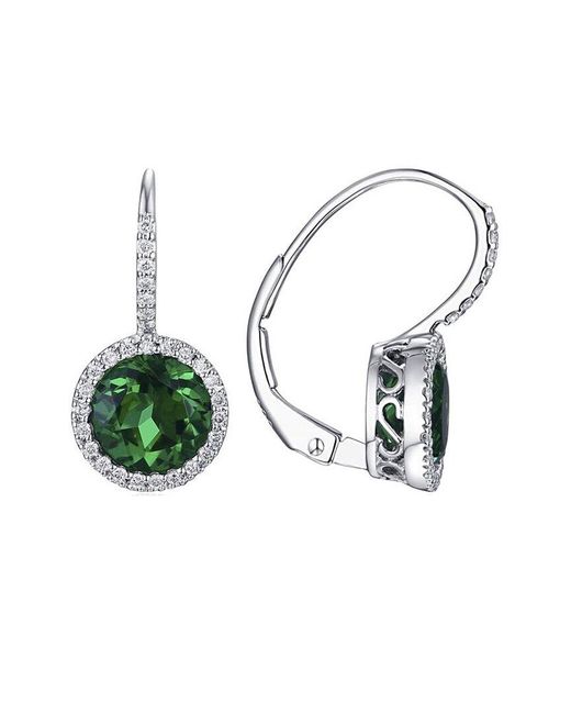 Diana M Metallic Fine Jewelry 14k 6.70 Ct. Tw. Diamond & Emerald & Corundum Halo Earrings