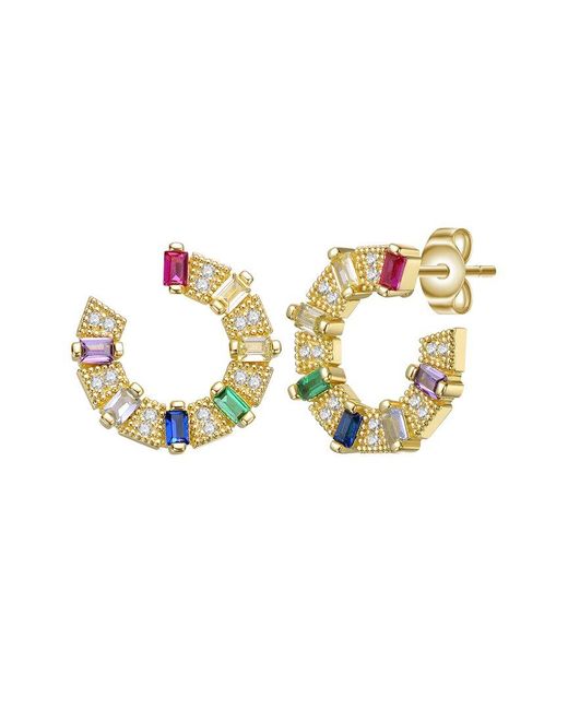Genevive Jewelry Metallic 14k Over Silver Cz Drop Earrings