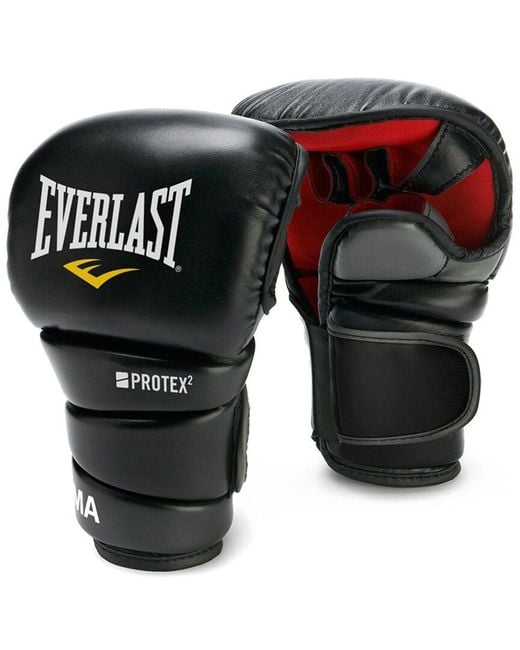Everlast Black Protex 3 Leather Mma Gloves & Bag