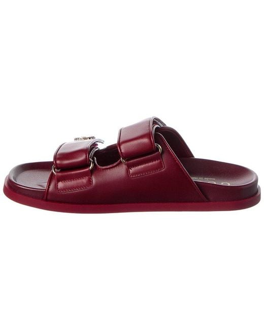 Gucci Red Crystal Double G Leather Sandal
