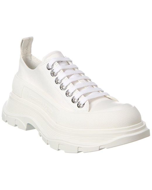 McQueen White Tread Slick Canvas Sneaker