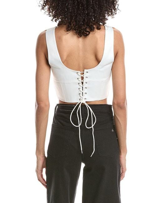 GUIZIO White Satin Lace Up Bustier