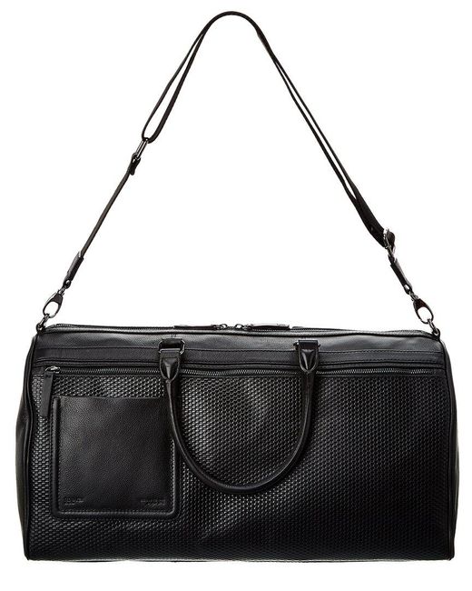 Ted Baker Black Canvay Texture Leather Holdall Duffel Bag for men