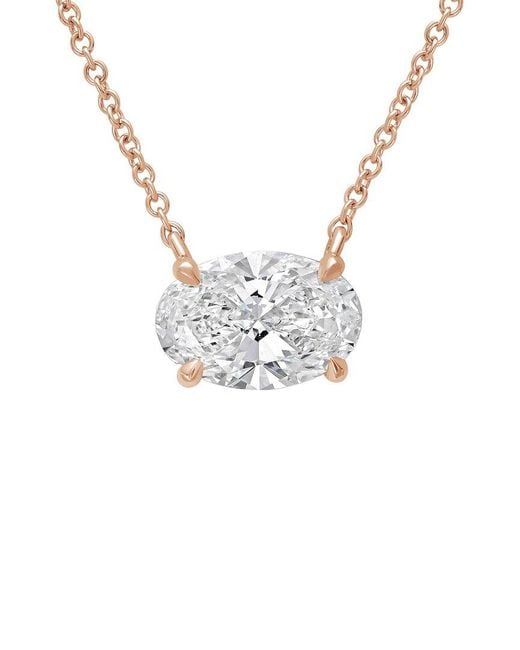 Diana M White Diana M. 14K Rose 10.00 Ct. Tw. Lab-Grown Diamond Solitaire Pendant