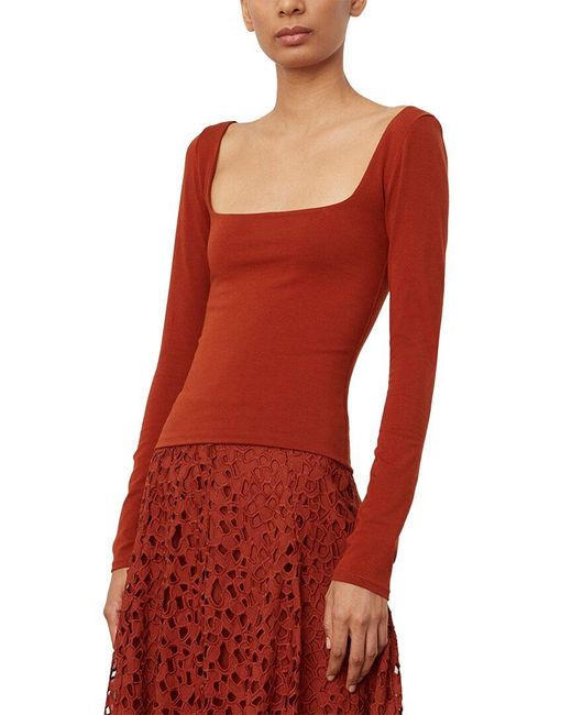 Vince Red Square Neck Top