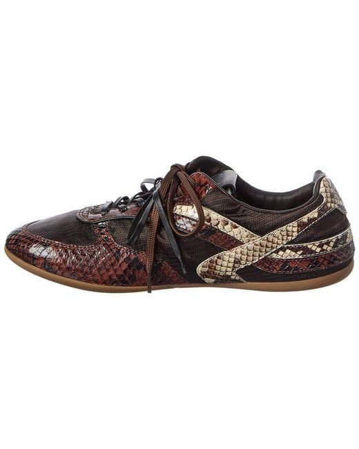 Miu Miu Brown Gymnasium Leather-Trim Sneaker