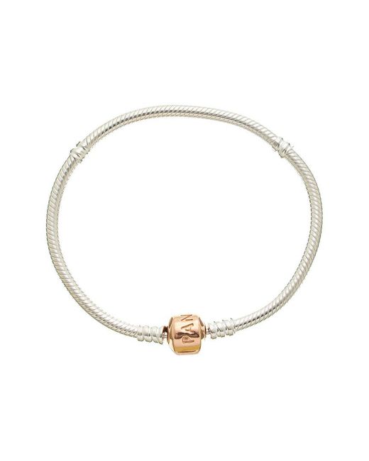 Pandora Metallic Moments 14K Rose Plated & Snake Chain Bracelet