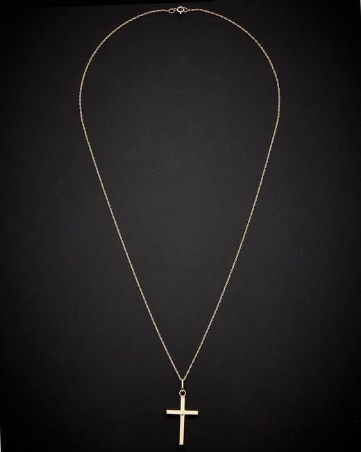 Italian Gold Black 14k Cross Pendant Necklace