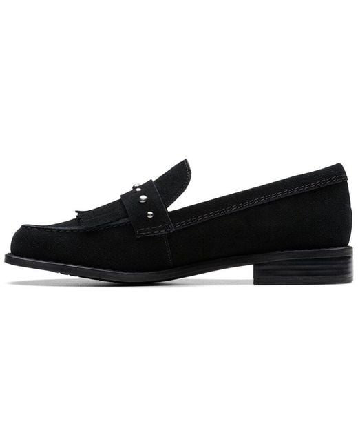 Clarks Black Hana Loafer Suede Loafer