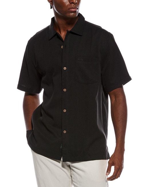 Tommy Bahama Black Coastal Breeze Check Silk-Blend Shirt for men