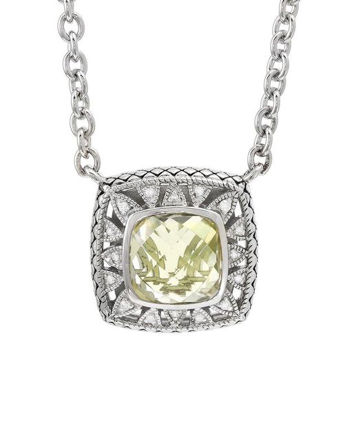 Andrea Candela White Lazo De Colores 3.65 Ct. Tw. Diamond & Lemon Quartz Necklace
