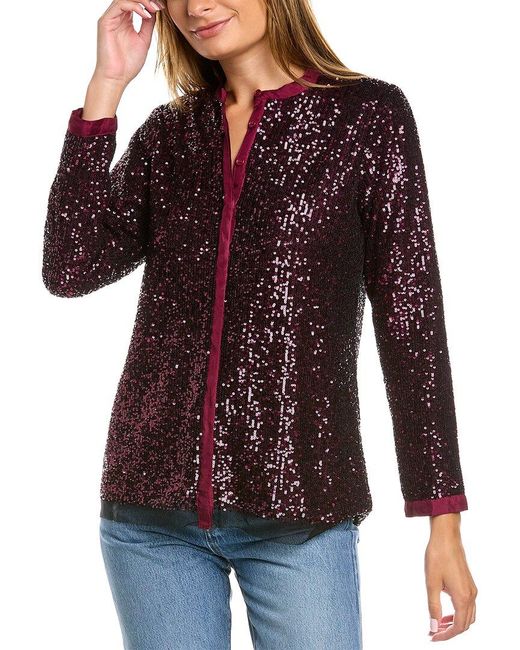 Johnny Was Synthetic Grace Sequin Top In Red Lyst 