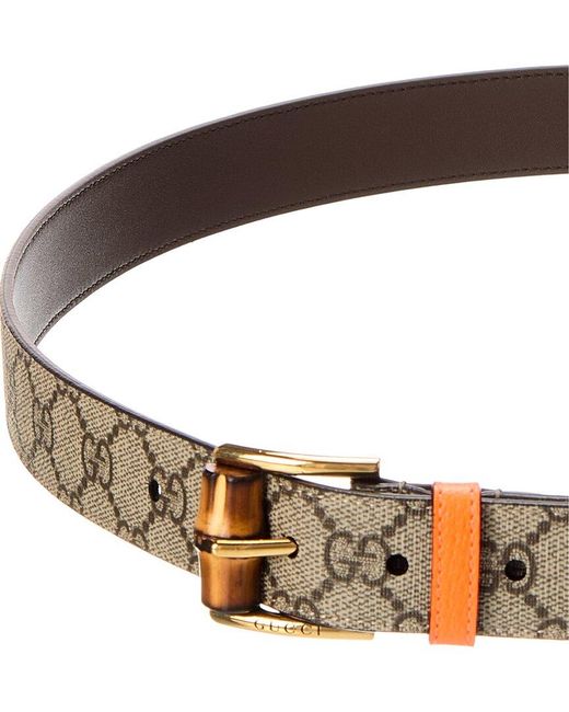 Gucci Brown Gg Supreme Canvas & Leather Belt