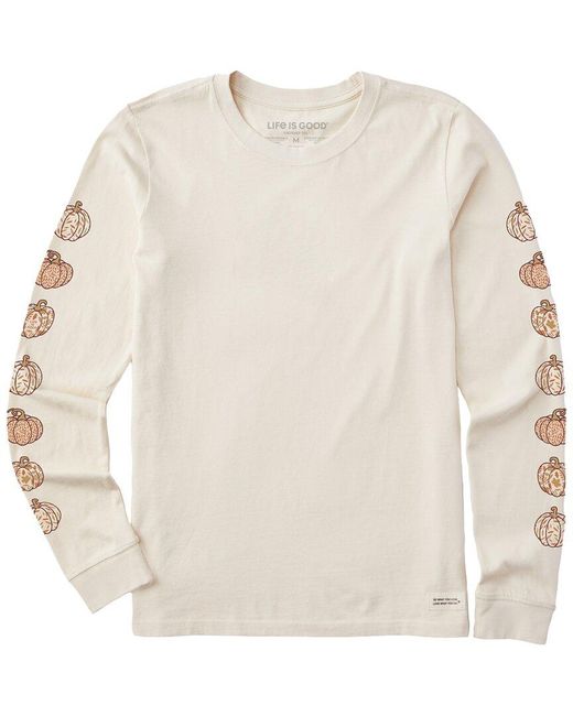 Life Is Good. Natural Long Sleeve Crusher T-Shirt