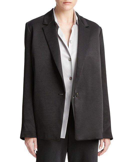 Vince Black Fluid Satin Blazer