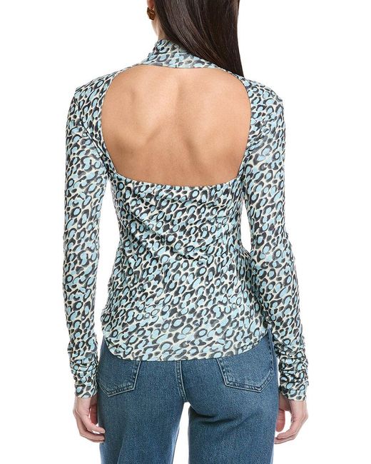 Nanushka Blue Josa Fitted Turtleneck Top