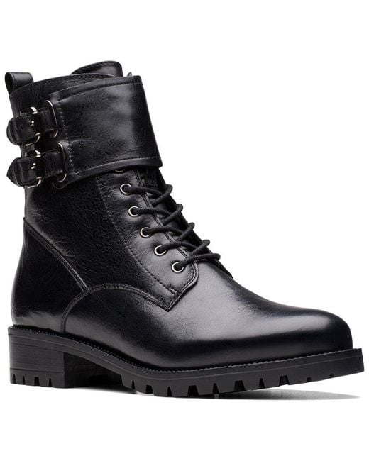 Clarks Black Palazzo Lace Leather Bootie