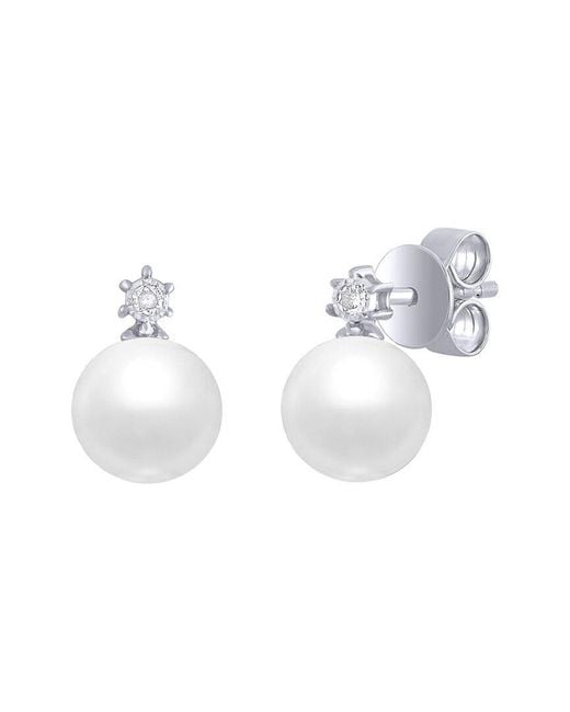 Sabrina Designs White 14K 2.54 Ct. Tw. Diamond & Pearl Pearl Stud Earring