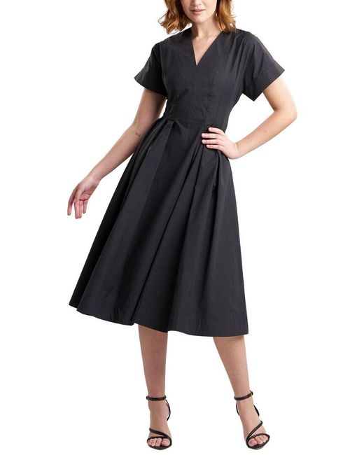 Natori Black Tech Taffeta Pleated Dress