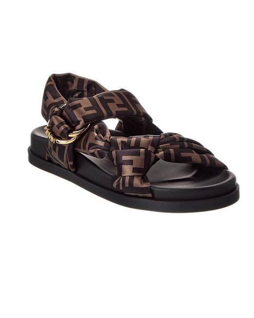Fendi Black Feel Ff Satin Sandal