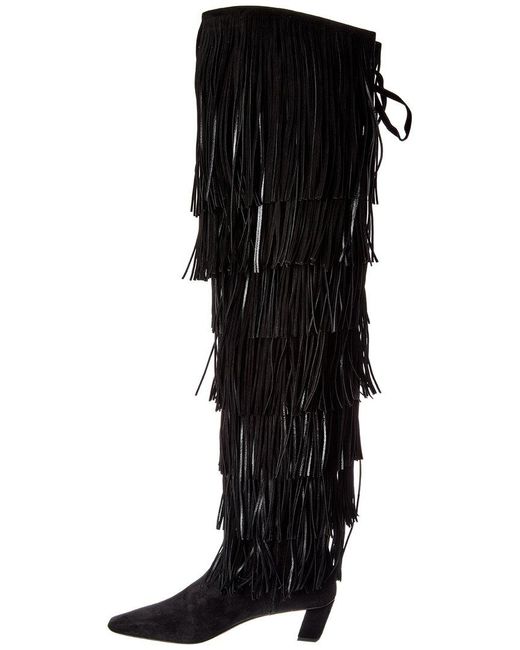 Roger Vivier Black Suede Thigh-High Boot