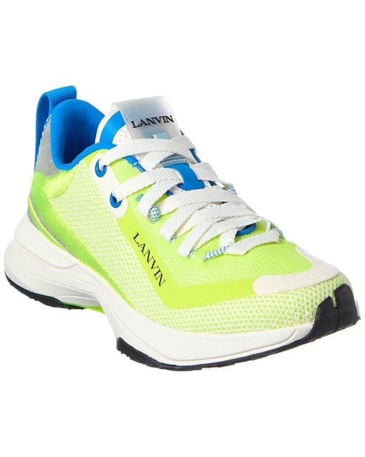 Lanvin Blue Runner Suede-Trim Sneaker