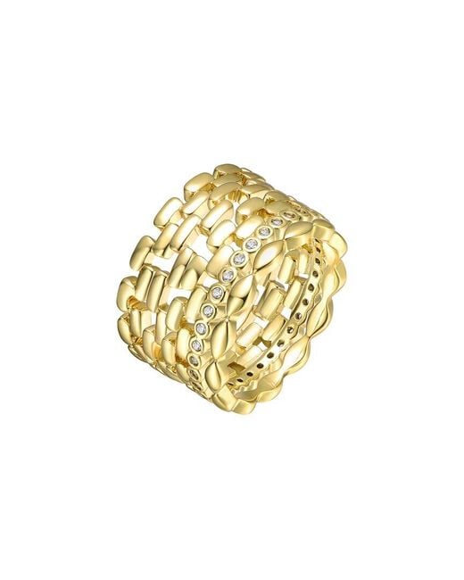 Rachel Glauber Metallic 14k Plated Cz Stackable Set Ring