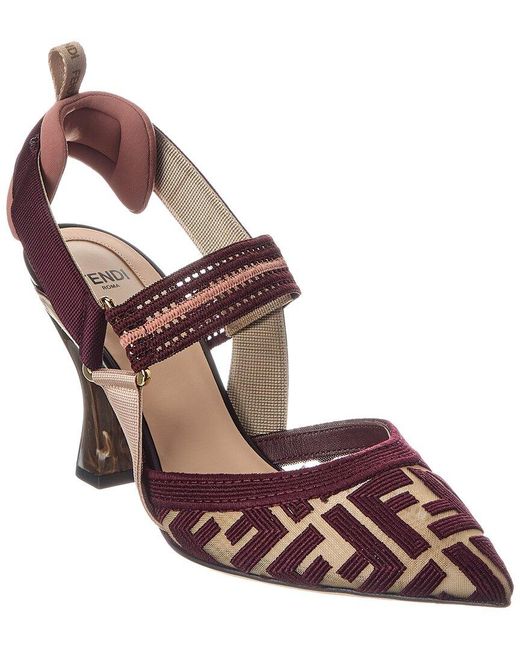 Fendi Brown Colibri Ff Mesh Slingback Pump