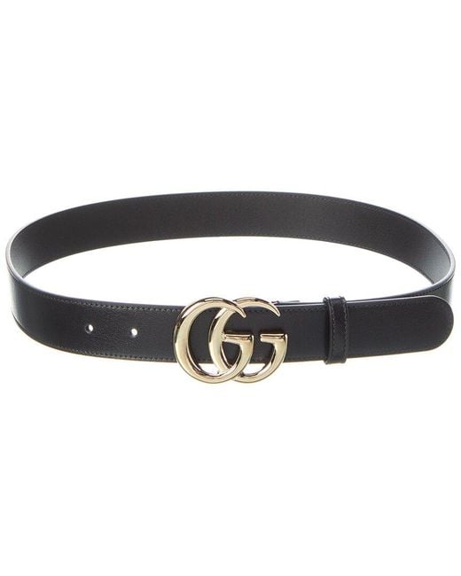 Gucci Black GG Marmont Thin Leather Belt